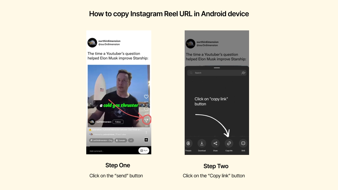 Copy Instagram reel link